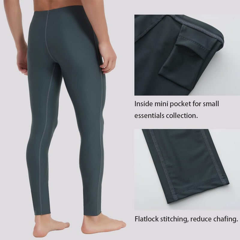 Ubestyle UPF 50+ Men's Active Surfing Water Leggings Swim Pants Swim Tights Beach Pants Sun Protective Gray (U3006GRAYS) - Image 3